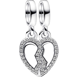Pandora Friends Splitable Heart Dangle Charm - Silver/Transparent