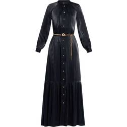 Michael Kors Long Sleeve Belted Maxi Shirtdress - Black