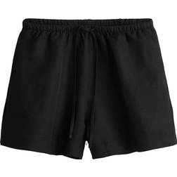 H&M Linen-Blend Pull-On Shorts - Black