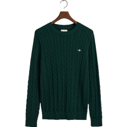 Gant Cotton Cable Knit Crew Neck Sweater - Tartan Green