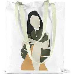 Bonamaison Printed Shopping Bag - White