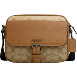 Coach Hudson Crossbody Bag In Colorblock Signature Canvas - Gunmetal/Light Saddle Multi