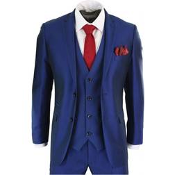 Paul Andrew Men's Classic Suit 3-Piece - Shiny Royal Blue