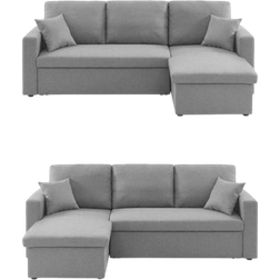 Sweeek Reversible Corner Light Grey Sofa 219cm 3 Seater
