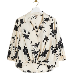 River Island Floral Print Wrap Shirt - Cream