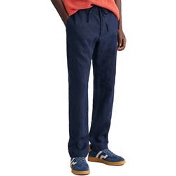 Gant Relaxed Fit Linen Drawstring Pants - Marine