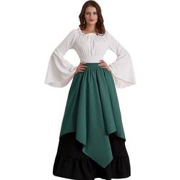 Dinamr Party Irish Retro Medieval Women Long Dress