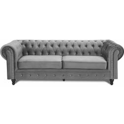 Home Details Chesterfield Pleat Grey Sofa 225cm 3 Seater