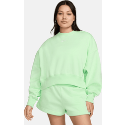 Nike Sportswear Phoenix Fleece Women's Over-Oversized Crew-Neck Sweatshirt Green Polyester UK 12–14