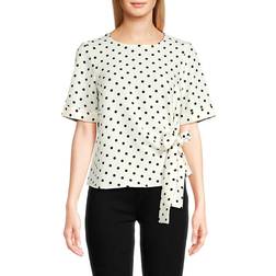 Tommy Hilfiger Women's Side Tie Cuffed Sleeve Blouse - Ivory/Midnight