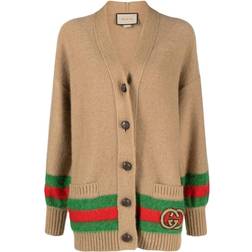 Gucci Web Detail Wool Cardigan - Camel