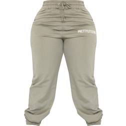 PrettyLittleThing Plus High Waisted Cuffed Joggers - Sage Khaki