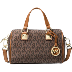 Michael Kors Grayson Small Logo Print Woven Duffel Crossbody Bag - Brn/Acorn