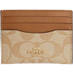 Coach Slim Id Card Case In Signature Canvas - Light Khaki/Light Saddle