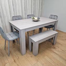 Kosy Koala Tufted Grey Dining Set 80x140cm 6pcs