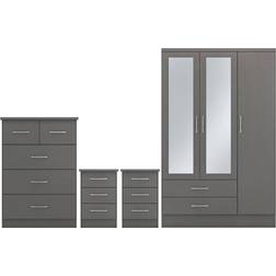 SECONIQUE Nevada 3D Effect Grey Wardrobe 116x182.5cm