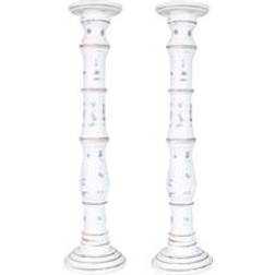 Topfurnishing Carved Antique White Candle Holder 61cm 2pcs