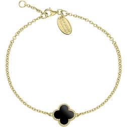C W Sellors Bloom Four Leaf Clover Ball Edge Chain Bracelet - Gold/Black