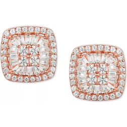 Macy's Baguette Square Stud Earrings - Rose Gold/Diamonds