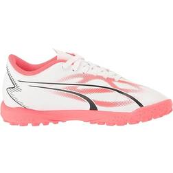 Puma Big Kid's Ultra Play TF - White/Black/Fire Orchid