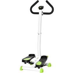 Homcom Adjustable Stepper Aerobic Ab Exercise Fitness Workout Machine with LCD Screen & Handlebars, White