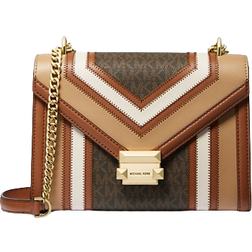 Michael Kors Whitney Medium Color Block and Signature Logo Shoulder Bag - Brown Multi