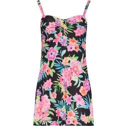 LTS Tropical Print Swim Dress - Black