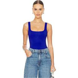 Good American Womens Wave Blue002 Scuba Modern Square-neck Stretch-jersey Body