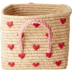 Rice Raffia Storage Basket Hearts