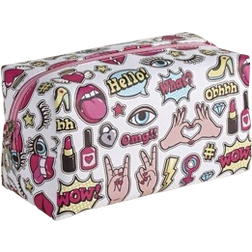 Letters Pattern Makeup Bag - White