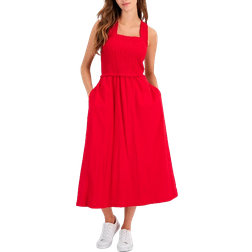 Tommy Hilfiger Women's Square Neck Cotton A Line Dress - Scarlet