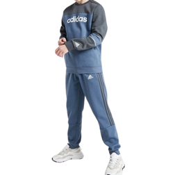 Adidas Kid's Colour Block Crew Fleece Tracksuit - Wonder Steel/Grey Six (IY5328)