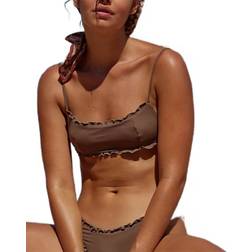 Free People X Toast Signature Frill Bikini Top - Coffee Quartz