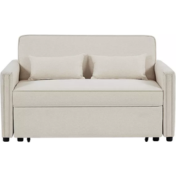 Simplie Fun Loveseat with Pull-Out Beige Sofa 137.2cm 2 Seater