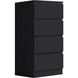 Fwstyle Slimline Matt Black Chest of Drawer 40x99cm