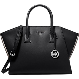 Michael Kors Avril Large Leather Top-Zip Satchel - Black