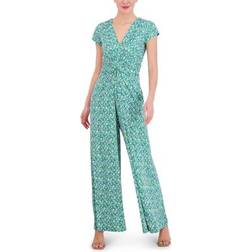 Vince Camuto Printed Twist Front Jumpsuit - Dark Green