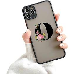 Suunny Aesthetic Black Letter Flower Matte Phone Case for iPhone 13