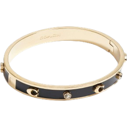 Coach Signature And Stone Hinged Bangle - Gold/Black/Transparent