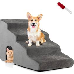 Costway 4-Tier High Density Foam Dog Ramps Extra Wide Pet Stairs