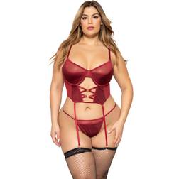 Seven 'til Midnight Wine Longline Bra with Strappy Panty Wine Plus Bordeaux XL/2XL