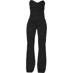 PrettyLittleThing Ruch Pointed Corset Bandeau Jumpsuit - Black