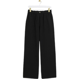 River Island Textured Wide Leg Trousers - Black