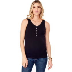 Ingrid+Isabel Rib Henley Nursing Tank Jet Black