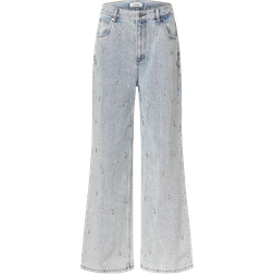 Sandro Rhinestone Embellished Flared Leg Jeans - Light Blue