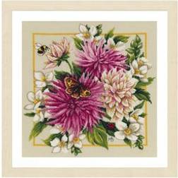 Lanarte Counted Stitch Kit Pink Silk Dahlia 29x29cm