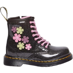 Dr. Martens Toddler 1460 Glitter & Flower Applique Lace Up Boots - Black/Multi