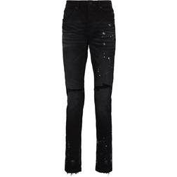 Purple Brand Paint Splatter Ripped Knee Skinny Jeans - Black