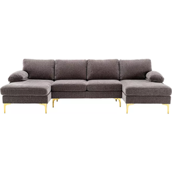 Simplie Fun Accent Grey Sofa 279.4cm 4 Seater