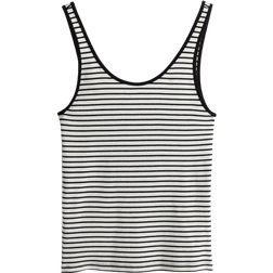 H&M Ribbed Vest Top - White/Black Striped